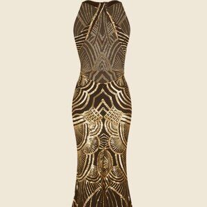 1920s Sequin Backless Formal Dress